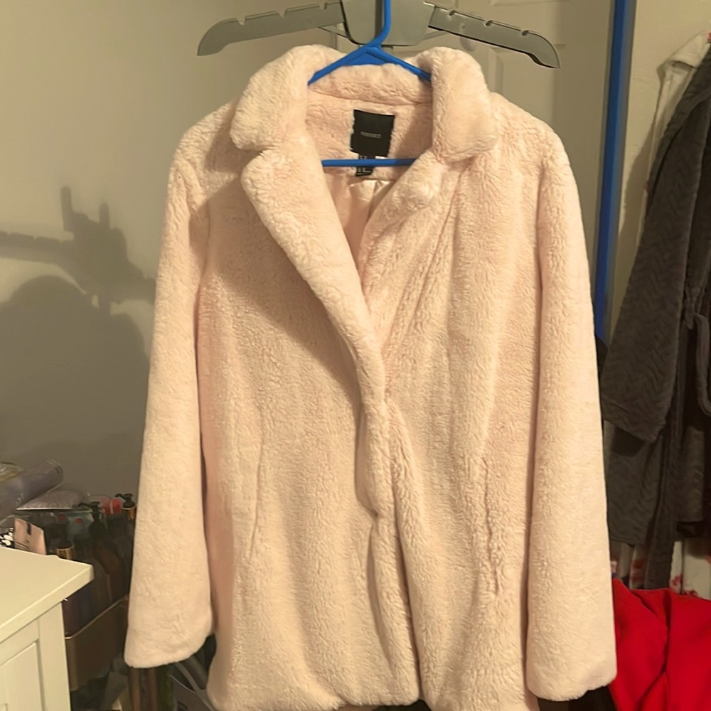 Pink fuzzy coat